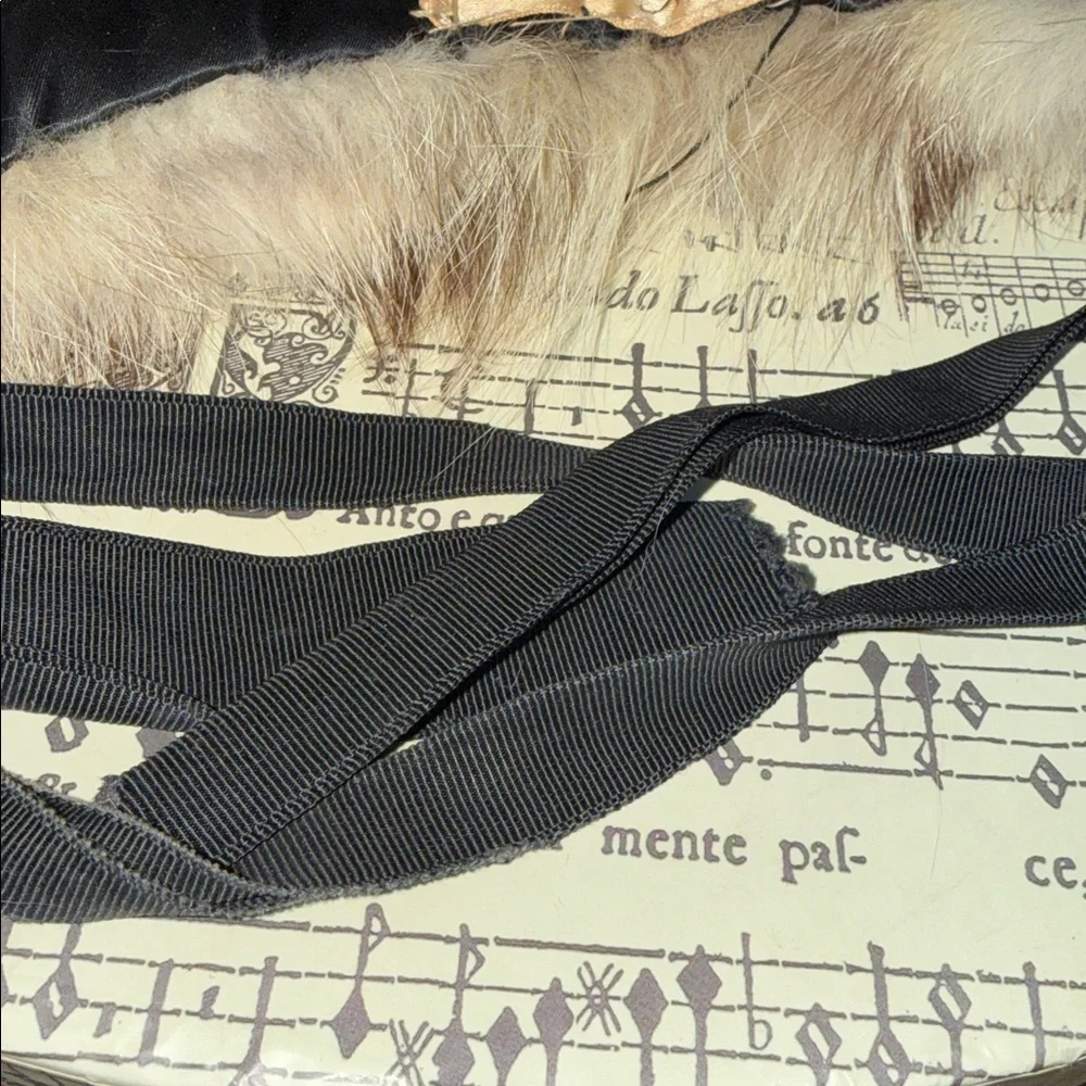 Vintage B. Altman & Co. Real Fur Bonnet Luxury Winter Hood with Grosgrain Ribbon